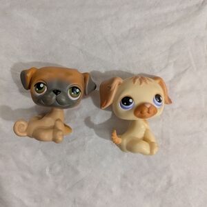 Littlest Pet Shop Pug Figures - Brown and Cream